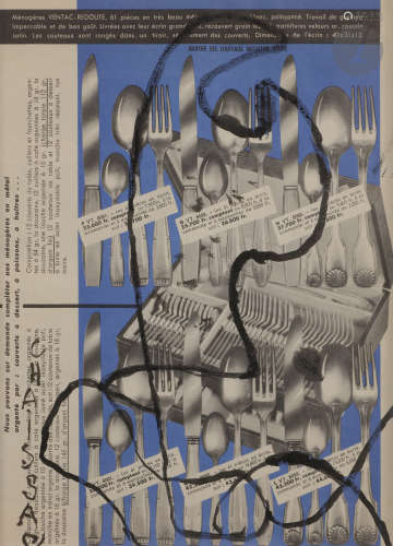 Gaston CHAISSAC (1910-1964)Composition, vers 1959Encre sur page de catalogue.Signée sur la gauche.26