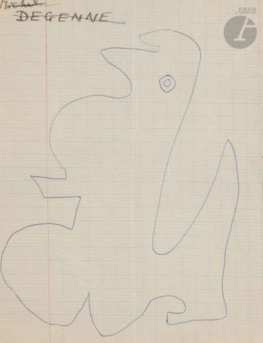 Gaston CHAISSAC (1910-1964)Figure, vers 1960Stylo bille.Au dos d'une lettre manuscrite signée.20 x