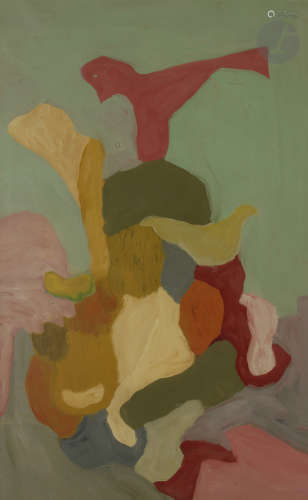 Gaston CHAISSAC (1910-1964)Composition, 1964Huile sur papier contrecollé sur toile.101 x 64,5