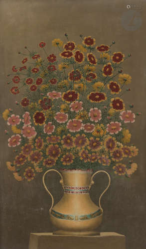 André BAUCHANT (1873-1958)Vase de fleurs, 1939Huile sur toile.Signée et datée en bas vers la