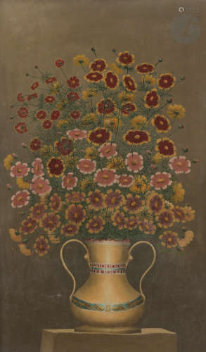 André BAUCHANT (1873-1958)Vase de fleurs, 1939Huile sur toile.Signée et datée en bas vers la