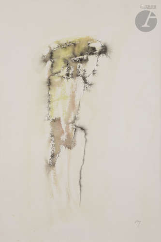 Henri MICHAUX (1899-1984)CompositionEncre et aquarelle.Monogrammée en bas à droite.54 x 36 cmUn