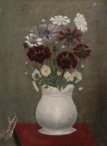 André BAUCHANT (1873-1958)Vase de fleurs, 1925Huile sur carton.Signée et datée en bas à gauche.23,
