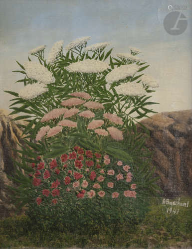 André BAUCHANT (1873-1958)Fleurs de montagne, 1941Huile sur toile.Signée en bas à droite.41 x 33