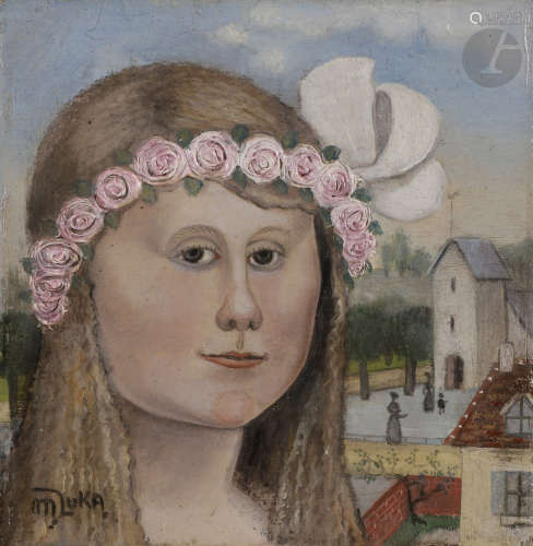 Madeleine Kula, dite LUKA (1894-1989)Jeune fille à la couronne de fleurs, vers 1925-30Huile sur