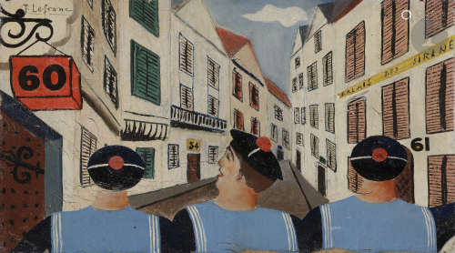 Jules LEFRANC (1887-1972)Les MarinsHuile sur toile.Signée en haut à gauche.19 x 33 cm