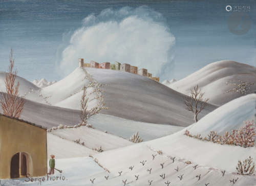 Serge FIORIO (1911-2011)Sous la neigeHuile sur toile.Signée en bas à gauche.24 x 33 cm