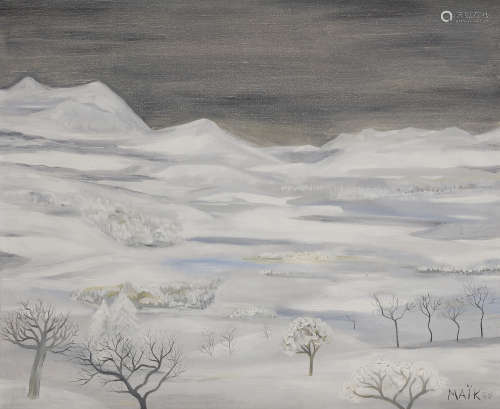 Henri Hecht MAÏK (1922-1993)Paysage de neige, 1957Huile sur toile.Signée et datée en bas à droite.