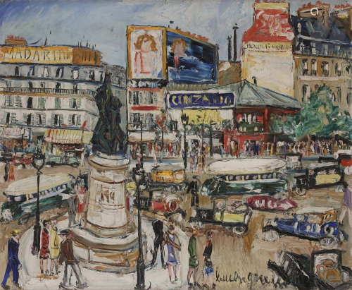 Lucien GENIN (1894-1953)Paris, la place de Clichy, vers 1935Huile sur toile.Signée en bas vers la