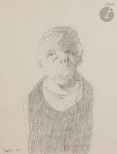 Jean RUSTIN (1928-2013)L'Idiot, 1997Mine de plomb et estompe.Signée et datée en bas à gauche.30 x 23