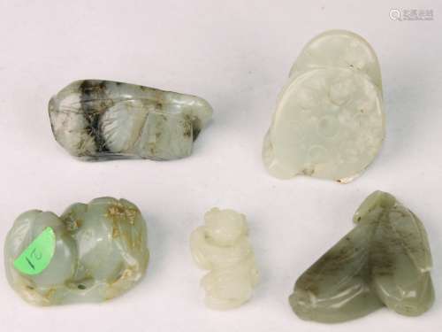 Five Pieces Of Chinese Carved Old Jade Toggle