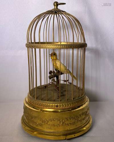 Vintage Automaton Singing Bird In Cage