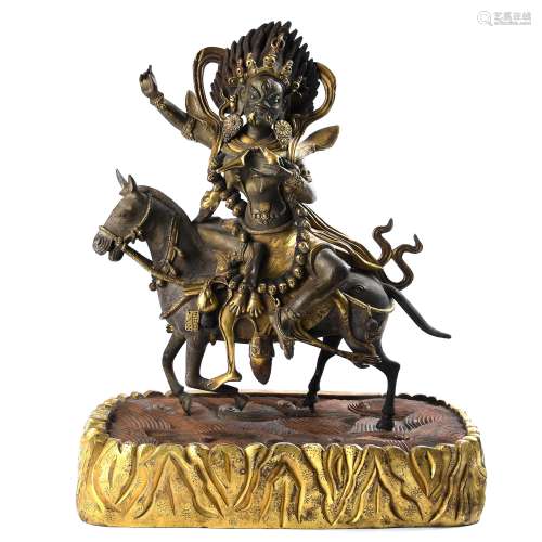 Large Gilt Bronze Figure of Palden Lhamo