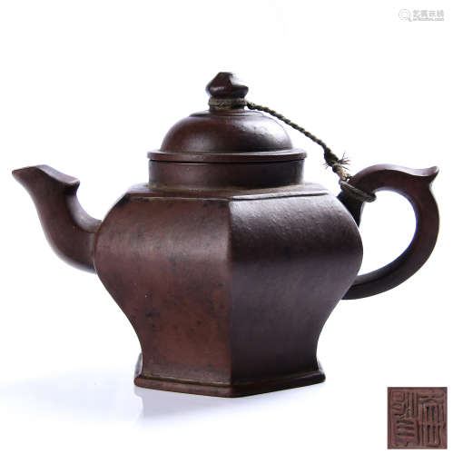 Chinese Hexagonal Zisha Clay Tea Pot