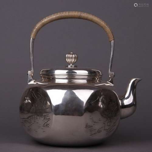 Japanese Silver Tea Pot With Mark