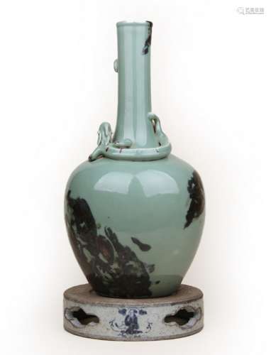 Celadon Glazed 'Dragon' Porcelain Vase