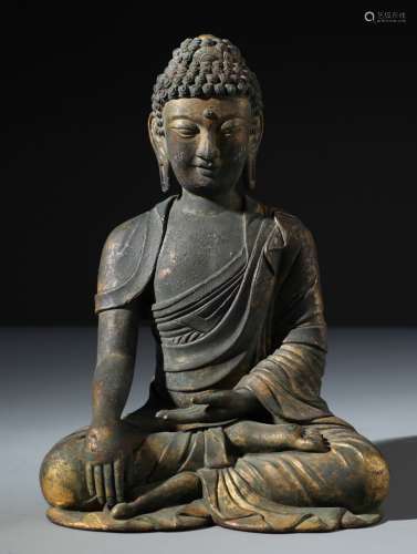 Gilt Bronze Figure Of Seated Shakyamuni