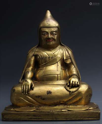 Gilt Bronze Figure Of Seated GURU LAMA