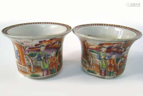 Pair Of Chinese Export Famille Rose Porcelain Planters