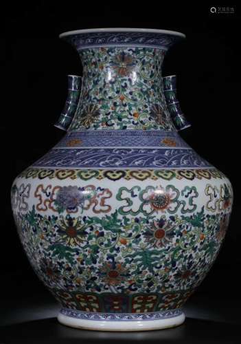 Large Blue And White Doucai 'Floral' Porcelain Vase