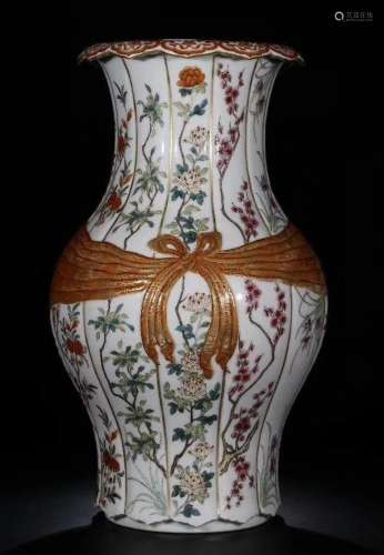 Famille Rose Trompe L'oeil Vase, Qianlong Mark