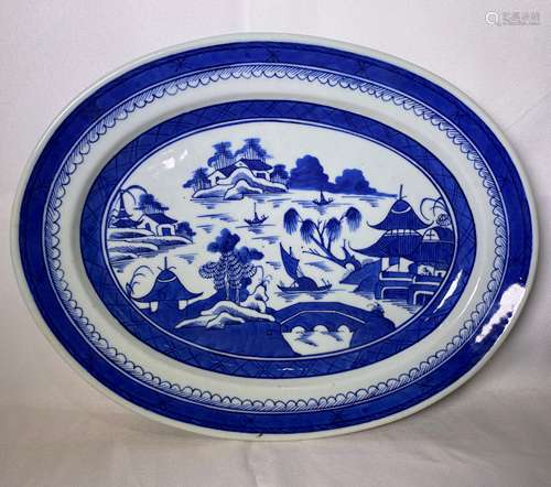 Chinese Export Blue And White Porcelain Plate