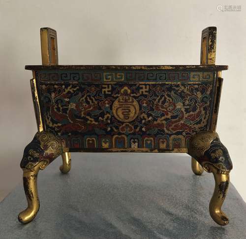 Chinese Cloisonne Enamel Incense Burner, Jiajing Mark