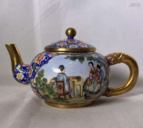Chinese Enamel Painted Porcelain Tea Pot With Mark