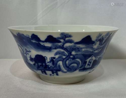 Blue And White Porcelain  Bowl With Mark