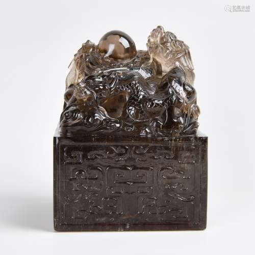 Finely Carved Rock Crystal Dragon Seal