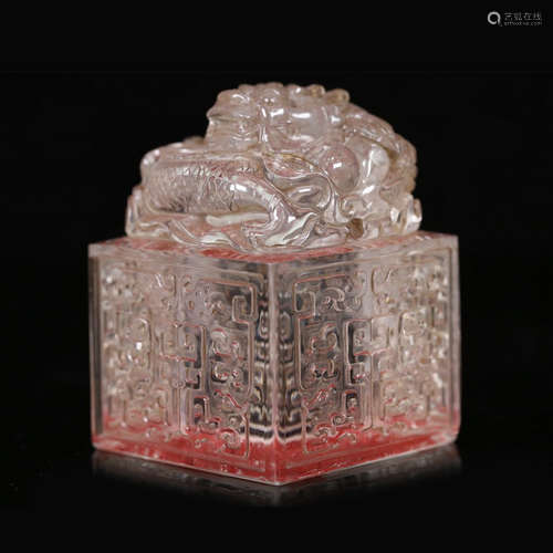 Chinese Carved Rock Crystal Dragon Seal