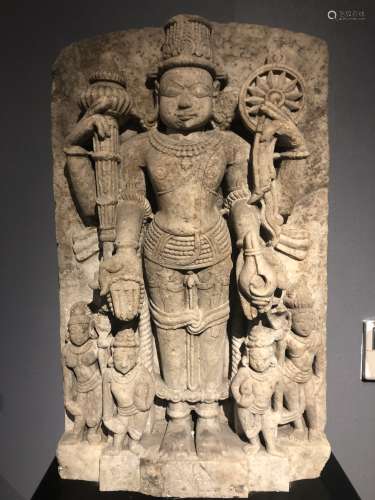 Large Sandstone Stele Of Vishnu