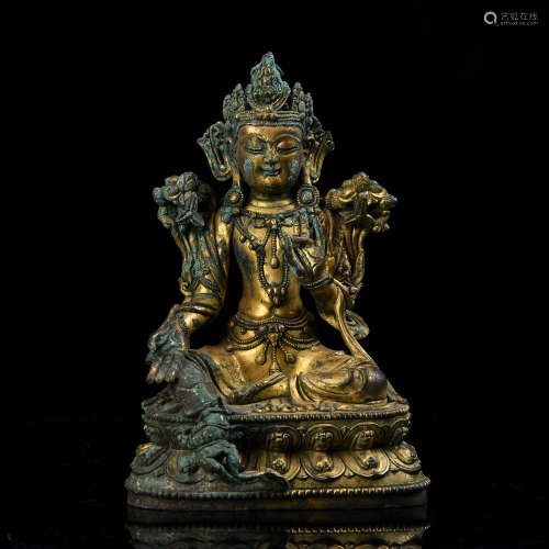 Gilt Bronze Figure Of Green Tara