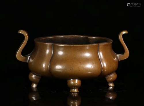 A Chinese Bronze Tripod Censer With Mark