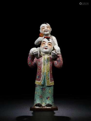 Famille Rose Glazed Porcelain Figure