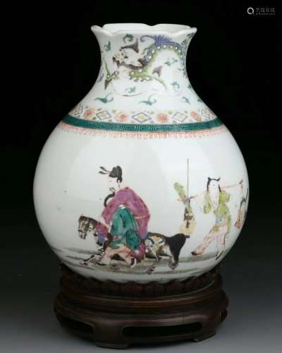 Qing Famille Rose Porcelain Pomegranate Vase