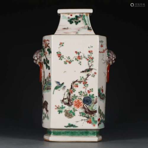 Chinese Wucai 'Bird and Flower' Porcelain Vase
