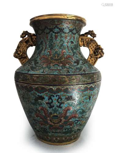 Cloisonne Enamel Rotating Form Covered Lantern Vase