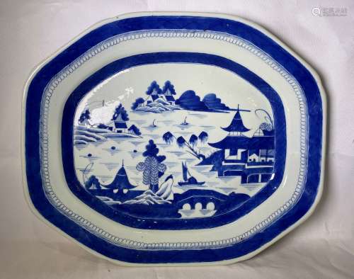 Blue And White Porcelain Octagonal Form Charger