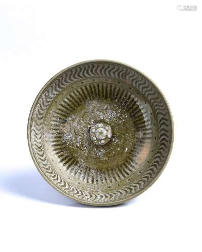 Green Glazed Xiangzhou Kiln Pottery Footed Bowl