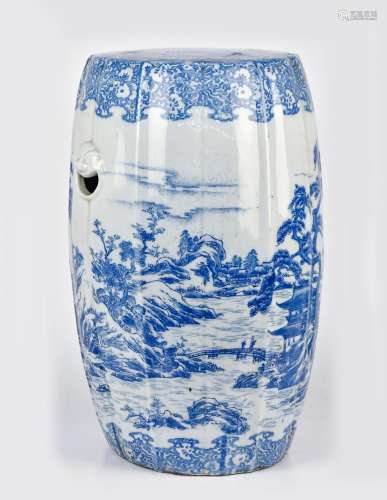 19th C. Chinese Blue & White Porcelain Garden Stool