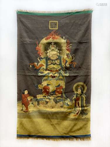 Silk Kesi Thanka Of Guardian And Deity