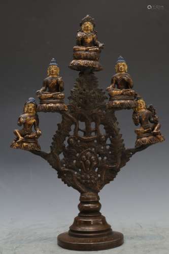 Gilt Bronze Tree Of Buddhist Votive Stele