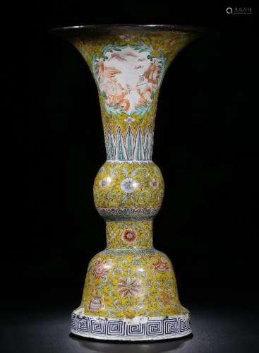Chinese Enamel Painted Bronze Beaker Vase