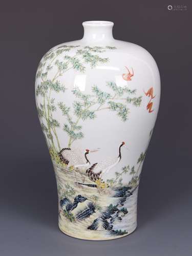 Meiping Form Porcelain Floral Vase With Mark