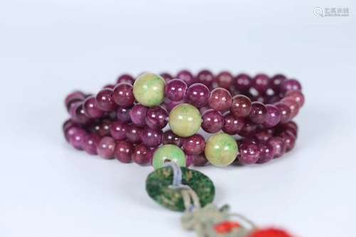 108 tourmaline and Jade Court Necklace