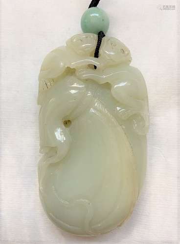 Carved Celadon Jade Toggle