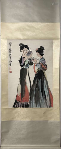 Chinese Painting Of Two Ladies, Cheng Shifa