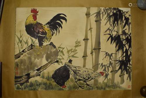 Painting Of Roosters With Mark