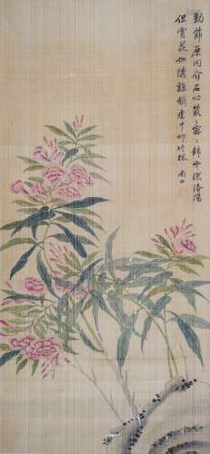 恽寿平 1633-1690 花卉 立轴  设色绢本